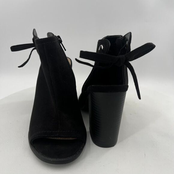LC Lauren Conrad Sunflower Black Open Peep Toe Tie Back Sandal Booties Size 8M - Picture 10 of 13